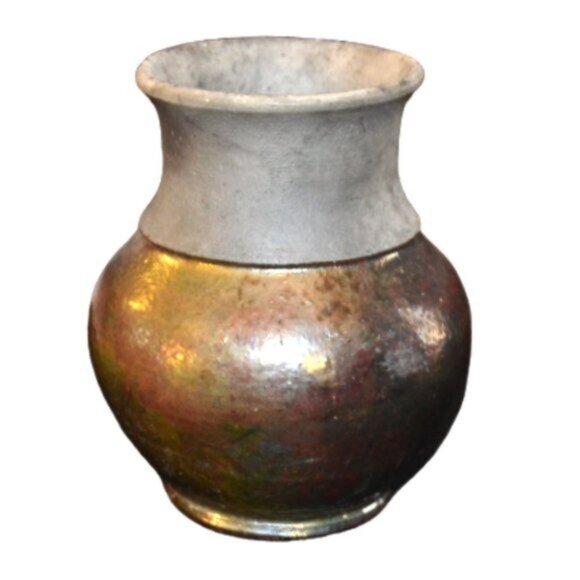 Pair Of Vintage Raku Pieces By Same Artist Vase 3 Legged Vessel Home Decor - Picture 5 of 9